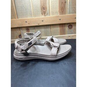 Skechers Womens GoGolf Arch Fit Sandals Size 10 Beige Adjustable Straps